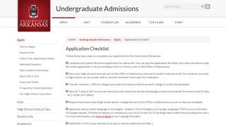 Application Checklist | University of Arkansas