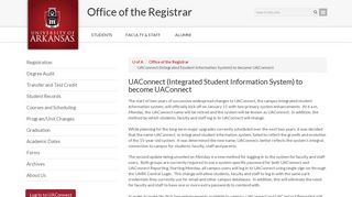 UAConnect - Office of the Registrar - University of Arkansas