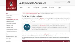 Check Your Application Status | University of Arkansas