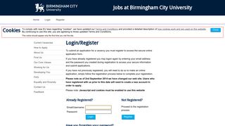 Login - Jobs at Birmingham City University