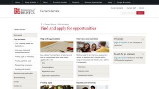 Find and apply | Careers Service | University of Bristol