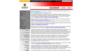 University of Calgary : A.4.1 Application for Admission