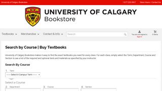 Search by Course | Buy Textbooks | University of Calgary Bookstore