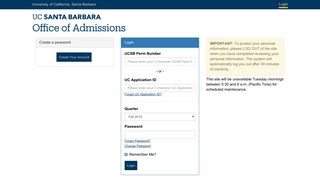 Applicant Portal - UCSB Admissions - UC Santa Barbara