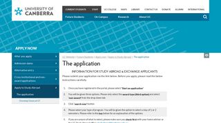 The application - University of Canberra
