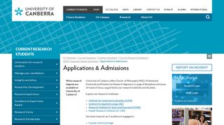 Applications & Admissions - University of Canberra