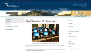 Applications for 2019 now open - CPUT