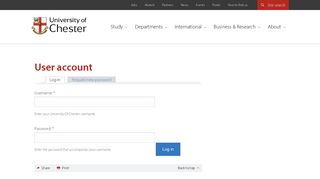 User account | University Of Chester