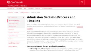 Admission Decision Process and Timeline - Undergraduate Admissions