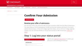 Confirm Your Admission - Undergraduate Admissions - University of ...