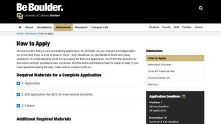 How to Apply | University of Colorado Boulder