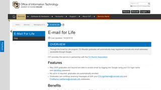 E-mail for Life - Office of Information Technology - University of ...