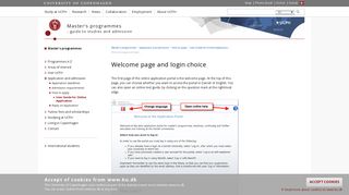 Welcome page and login choice – University of Copenhagen