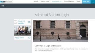 Admitted Student Login | DIS