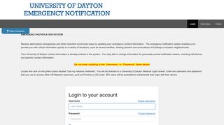 University of Dayton - Login to your account - CAHAN/Everbridge Login
