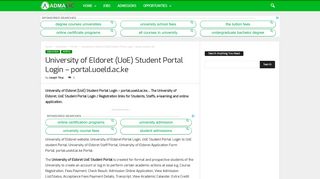 University of Eldoret (UoE) Student Portal Login - portal.uoeld.ac.ke