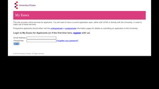 MyEssex portal for applicants - University of Essex