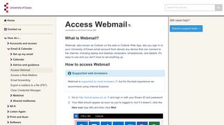 Access Webmail - IT Services Knowledge Base - University of Essex