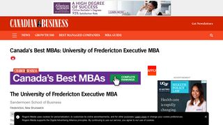 Canada's Best MBAs: University of Fredericton Executive MBA