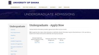 Undergraduate - Apply Now | UNIVERSITY OF GHANA