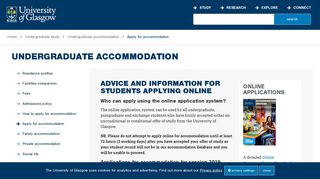 Apply for accommodation - University of Glasgow