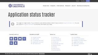 Application status tracker - University of Greenwich
