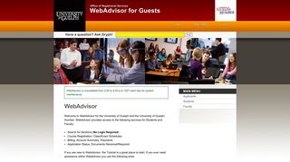 Main Menu | WebAdvisor | University of Guelph