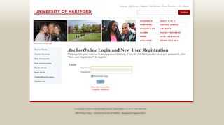 User Login - University of Hartford Anchor Online - Alumni