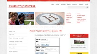 Reset Your Self Service Center PIN | University of Hartford