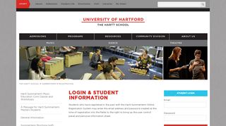 Login & Student Information - University of Hartford