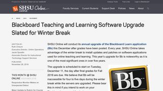 Blackboard Teaching and Learning Software Upgrade - SHSU Online