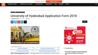 University of Hyderabad Application Form 2018 | AglaSem Admission