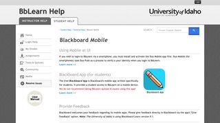 BbLearn Mobile (Student Help) - University of Idaho