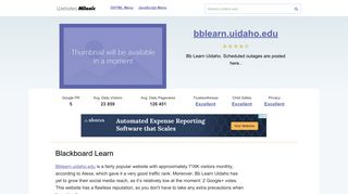 Bblearn.uidaho.edu website. Blackboard Learn.