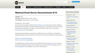 Webmail Email Server Decommission 6/14 - UIC ACCC - University of ...