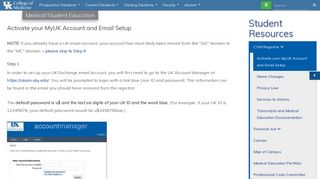 Activate your MyUK Account and Email Setup | Medical Student ...