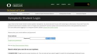 Symplicity Student Login | University of Oregon School of Law