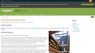 University of Leicester Library - Copac - Jisc