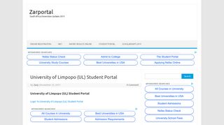 University of Limpopo (UL) Student Portal - Zarportal