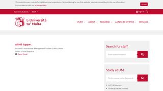 eSIMS Support - University of Malta