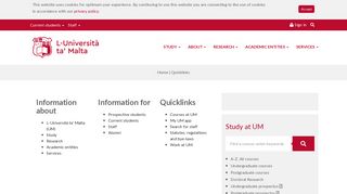 Quicklinks - L-Università ta' Malta - University of Malta