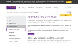 Application for master's study at The University of Manchester
