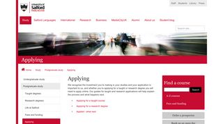 Applying | University of Salford, Manchester
