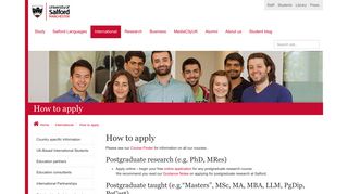 How to apply | University of Salford, Manchester