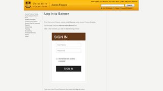 University of Manitoba - Aurora - Financial Services - Log in to Banner
