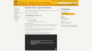 Student Email - @myumanitoba - University of Manitoba