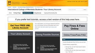 Your Library Account - LibGuides - University of Manitoba