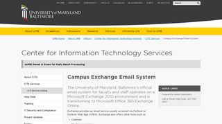 Campus Exchange Email System - University of Maryland, Baltimore