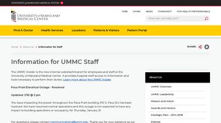 Information for UMMC Staff | University of Maryland Medical Center