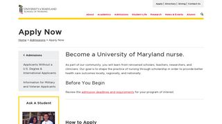 Apply Now | University of Maryland School of Nursing